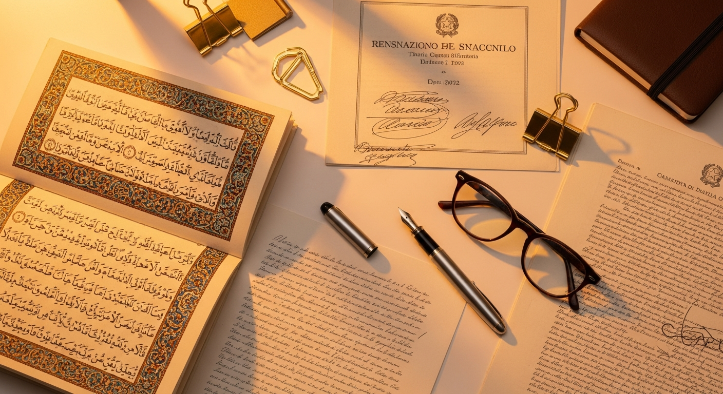 Translation workspace with Arabic texts and documents